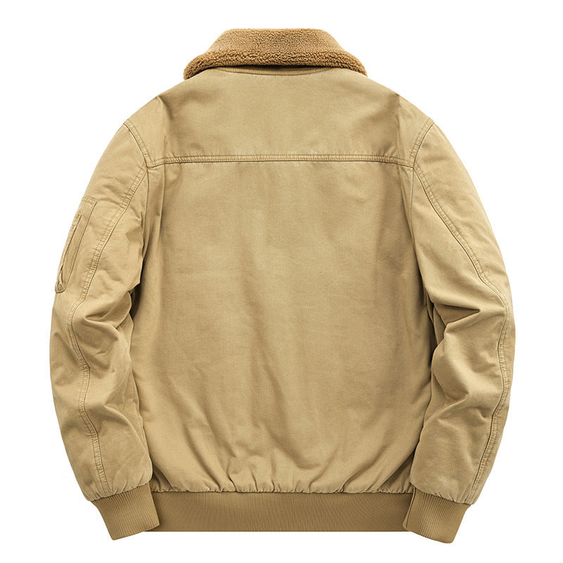 Herren Thermo-gefütterter Pilotenblouson aus robustem Canvas mit Sherpa-Innenfutter und Kunstfellkragen Echo Archiv