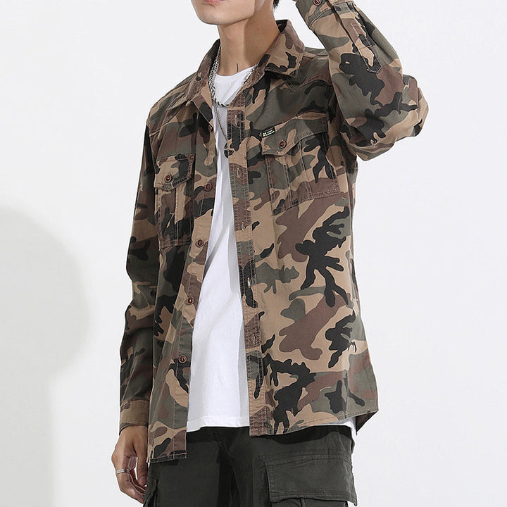 Herren Camouflage-Fieldshirtjacke aus leichtem Baumwoll-Twill mit Brusttaschen Echo Archiv