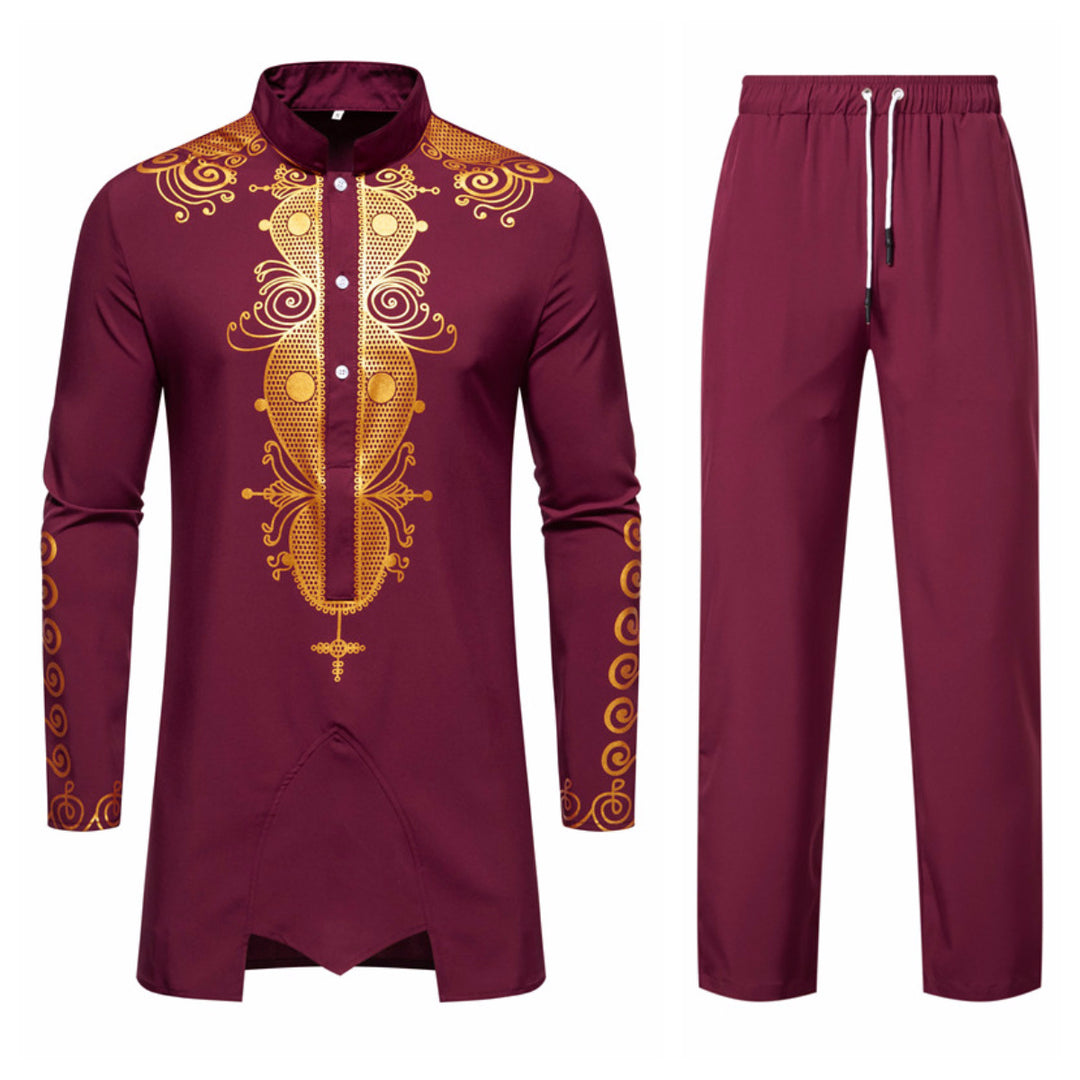 Herren Lange Tunika mit Stehkragen und goldverziertem Ornament Echo Archiv