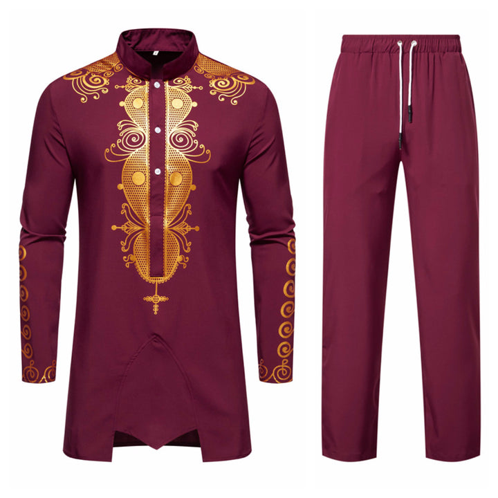 Herren Lange Tunika mit Stehkragen und goldverziertem Ornament Echo Archiv