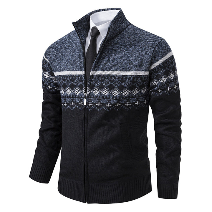 Herren Strickjacke mit Stehkragen und Norweger-Muster Echoarchiv