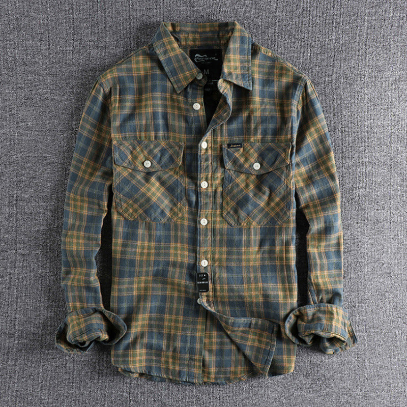 Herren Karo-Flanell-Hemd mit Brusttaschen und legerer Relaxed‑Passform Echoarchiv