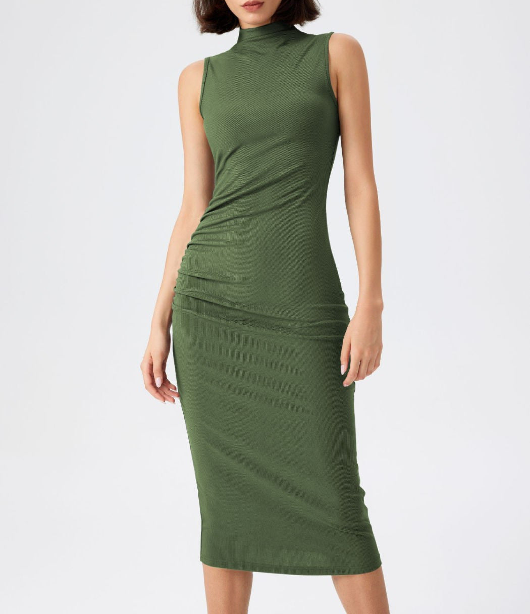 Damen elegantes Midi-Kleid mit figurbetontem Schnitt und hohem Kragen Echo Archiv