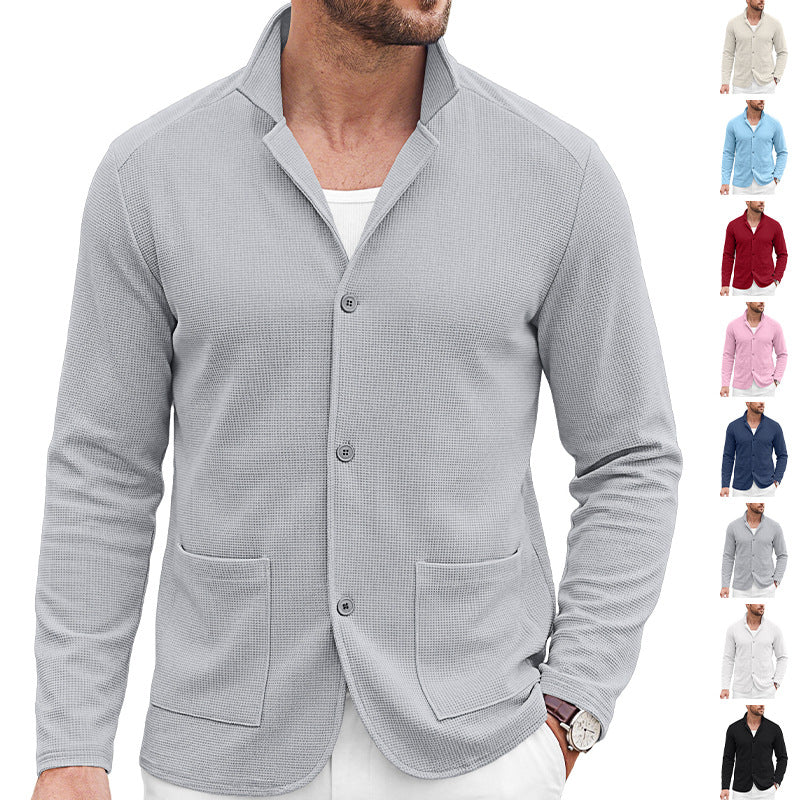 Herren Strickblazer-Cardigan mit Strukturstrick und aufgesetzten Taschen – Tianoro