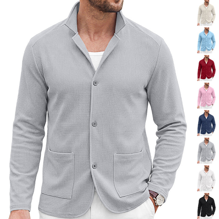 Herren Strickblazer-Cardigan mit Strukturstrick und aufgesetzten Taschen – Tianoro