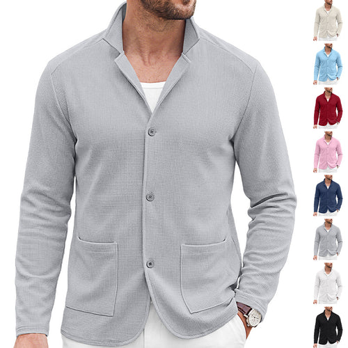 Herren Strickblazer-Cardigan mit Strukturstrick und aufgesetzten Taschen – Tianoro