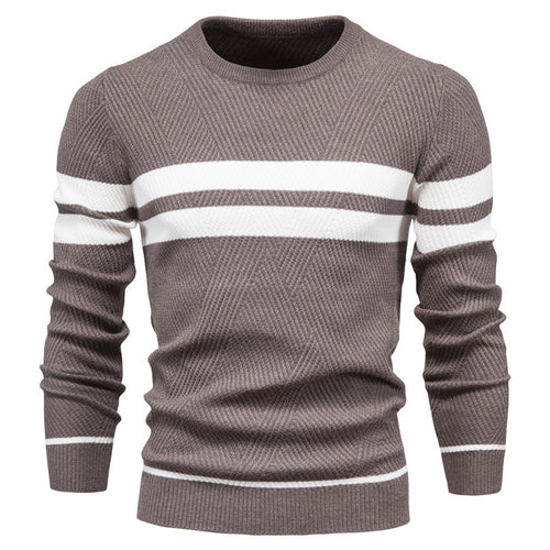 Herren Strickpullover mit modernem Strukturdesign und klassischen Streifen Echoarchiv