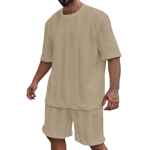 Herren lässiges Strickset mit oversized T-Shirt und Shorts Echoarchiv