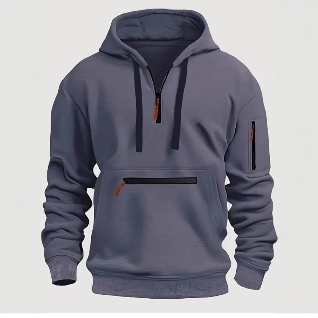 Herren Hoodie mit praktischem Reißverschluss und modernen Design-Elementen Echoarchiv