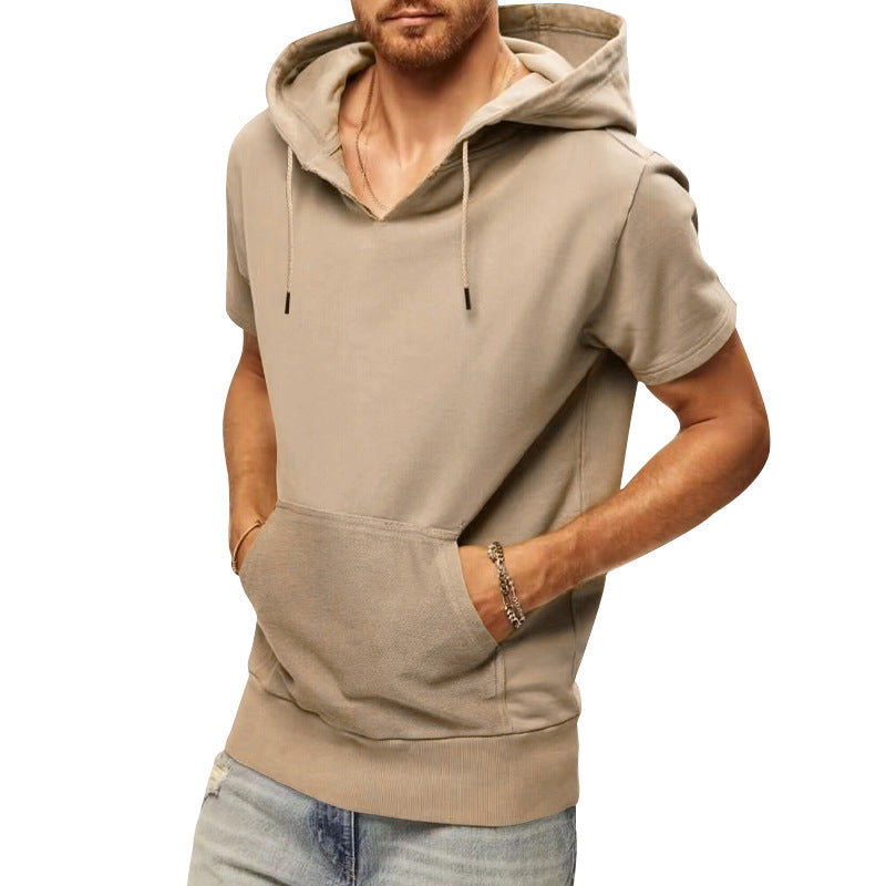Herren lässiges Kapuzen-T-Shirt mit Fronttasche und modernem Schnitt Echoarchiv