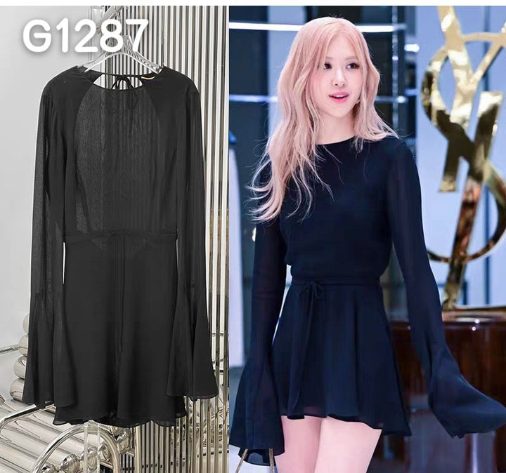 Damen Elegante Corsage-Bluse mit transparenten Ärmeln Echo Archiv