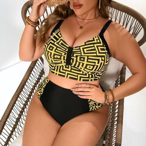 Damen Zweiteiliges Bikini-Set mit modernem geometrischem Design Echo Archiv