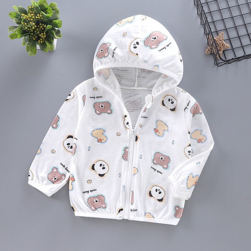 Unisex nan leichte Kapuzenjacke für Kleinkinder mit süßem Tierprint und Reißverschluss  Echo Archiv