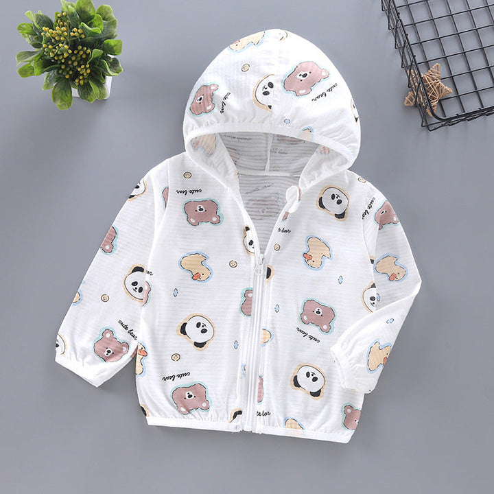 Unisex nan leichte Kapuzenjacke für Kleinkinder mit süßem Tierprint und Reißverschluss  Echo Archiv