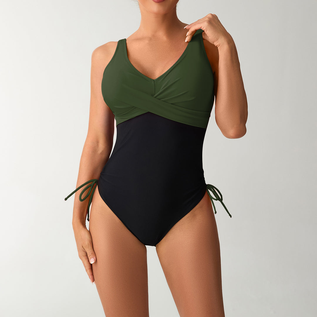Damen Einteiliger Badeanzug mit raffiniertem Wickeldesign Echo Archiv