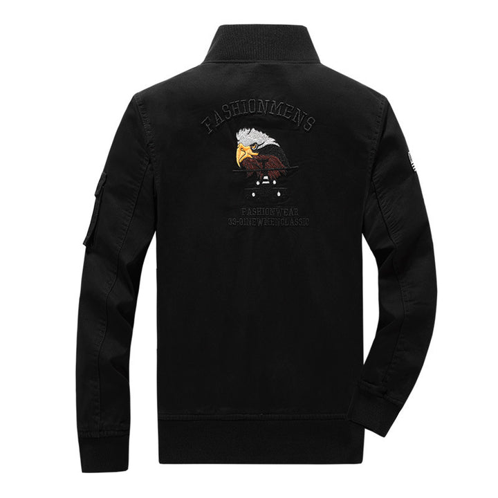Herren Baumwoll-Canvas-Bomberjacke mit gesteppter Thermofütterung und Schulterklappen – Brevano