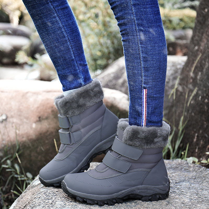 Damen Warme Winterstiefelette mit Teddyfutter und Klettverschluss Echo Archiv