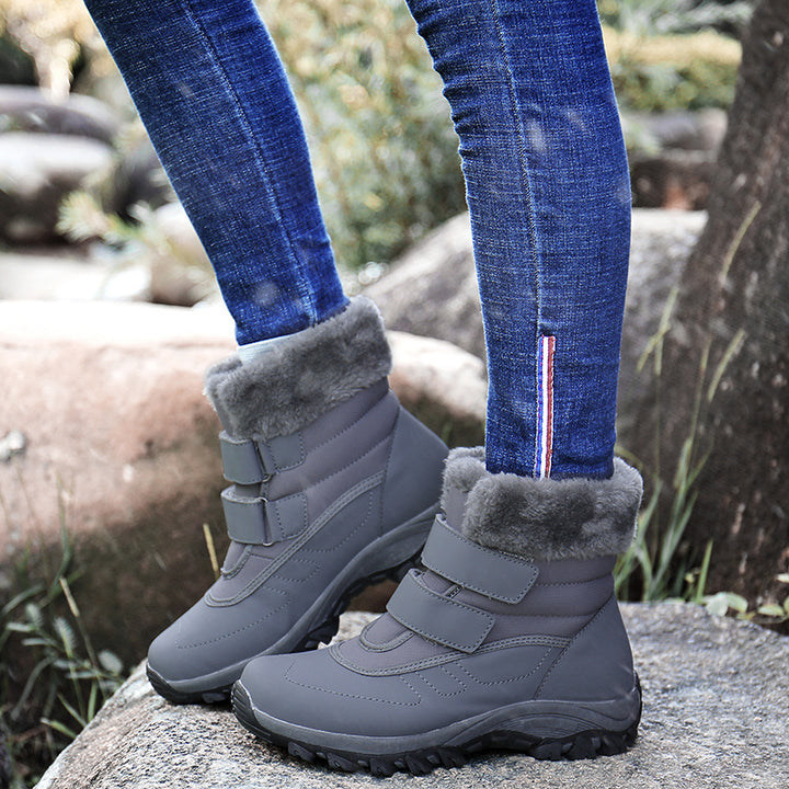 Damen Warme Winterstiefelette mit Teddyfutter und Klettverschluss Echo Archiv