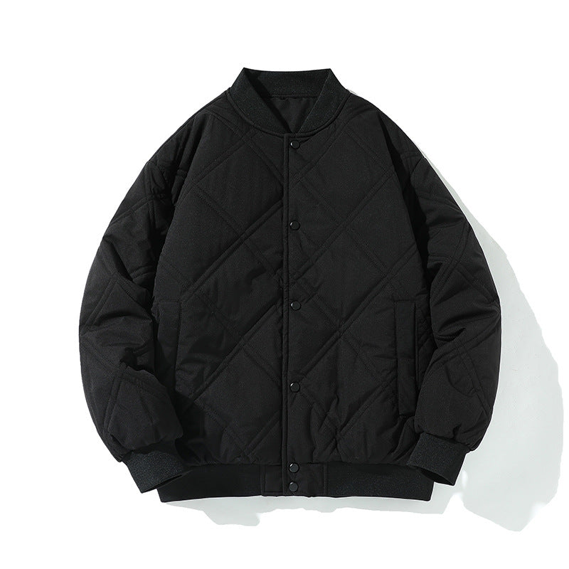 Herren gesteppte College Varsity Jacke mit Diamantsteppung, Druckknopfverschluss und gerippten Bündchen – Taviero