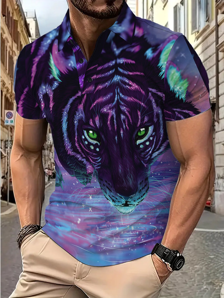 Herren Poloshirt mit kreativem Tigerdesign Echoarchiv