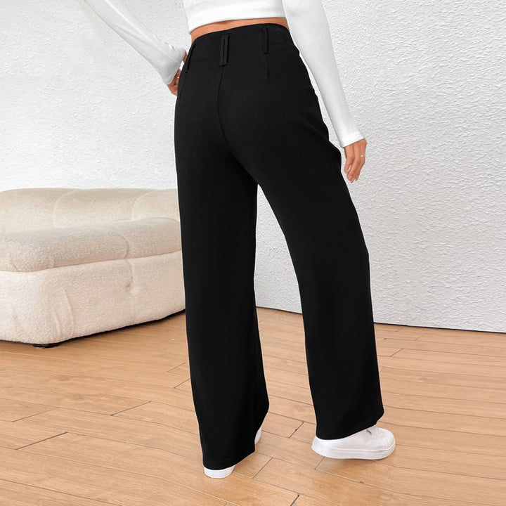 Damen Weite High-Waist Stoffhose mit Bügelfalte und Bundfalten – Avérine