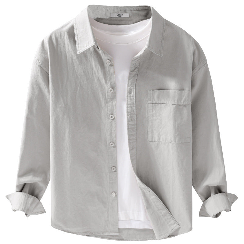 Herren Baumwoll-Overshirt im Relaxed-Fit mit aufgesetzter Brusttasche Echoarchiv