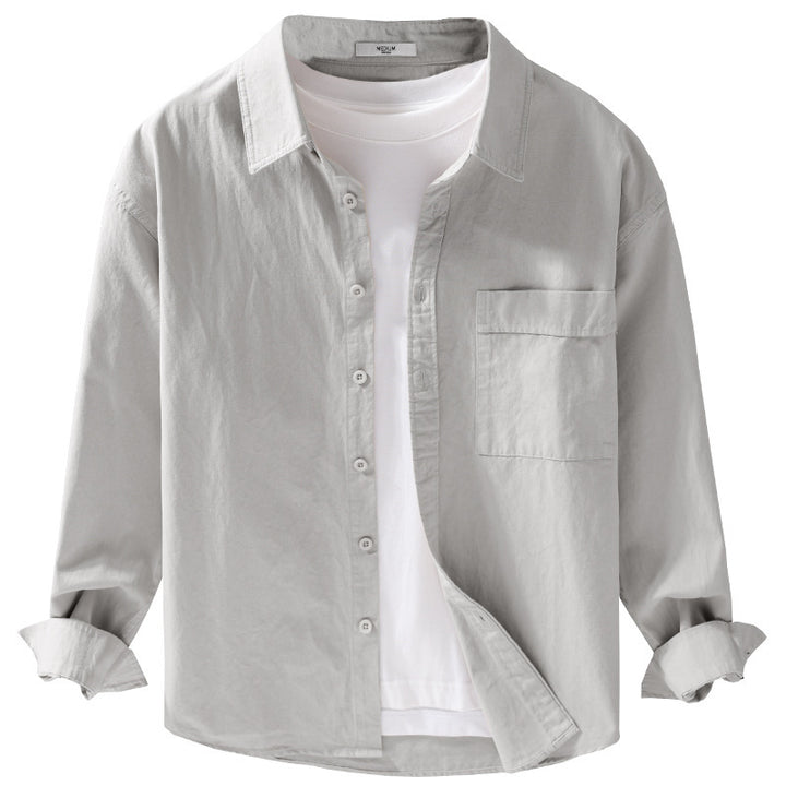 Herren Baumwoll-Overshirt im Relaxed-Fit mit aufgesetzter Brusttasche Echoarchiv