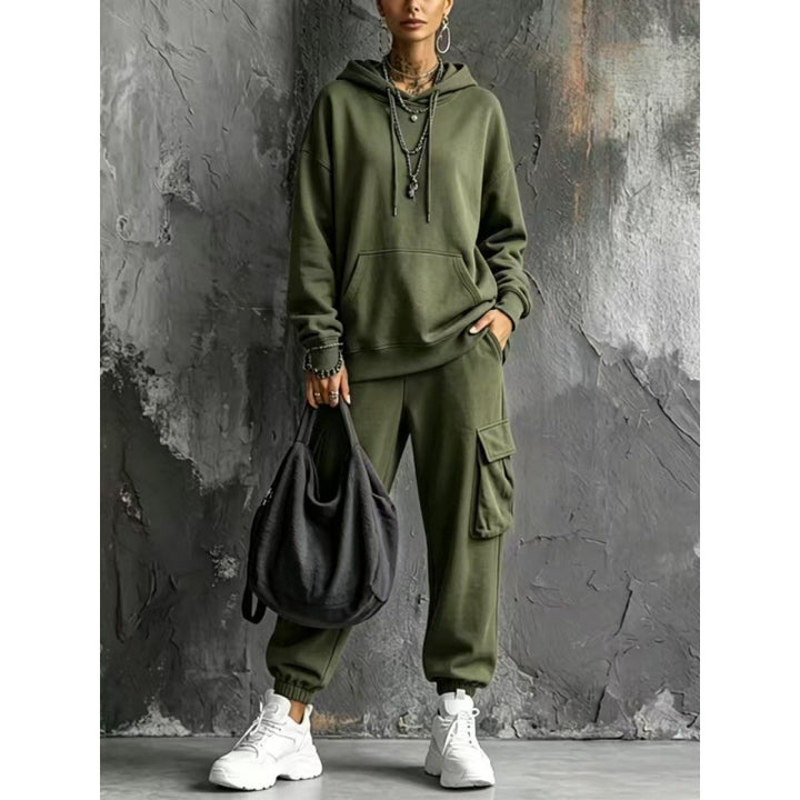 Damen Oversize Hoodie- und Cargo-Jogger-Set aus French Terry – Auréline