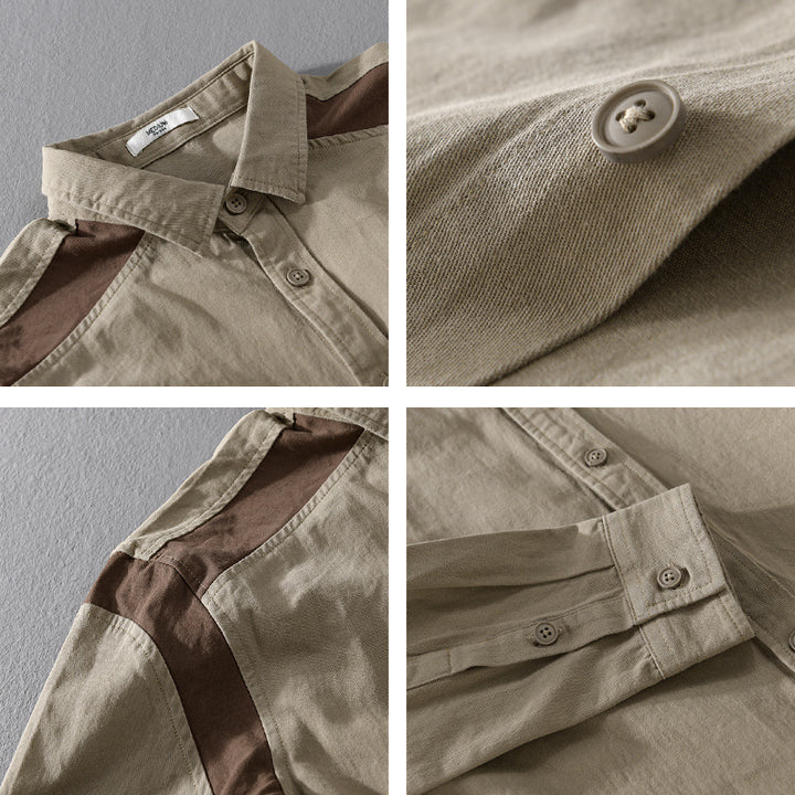 Herren Overshirt mit Kontrastpasse und lockerem Schnitt aus Baumwollmix Echoarchiv