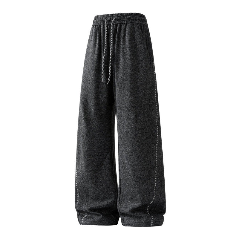 Frauen weite Lounge-Sweatpants mit elastischem Kordelzugbund und dekorativer Seitennaht – Avérine