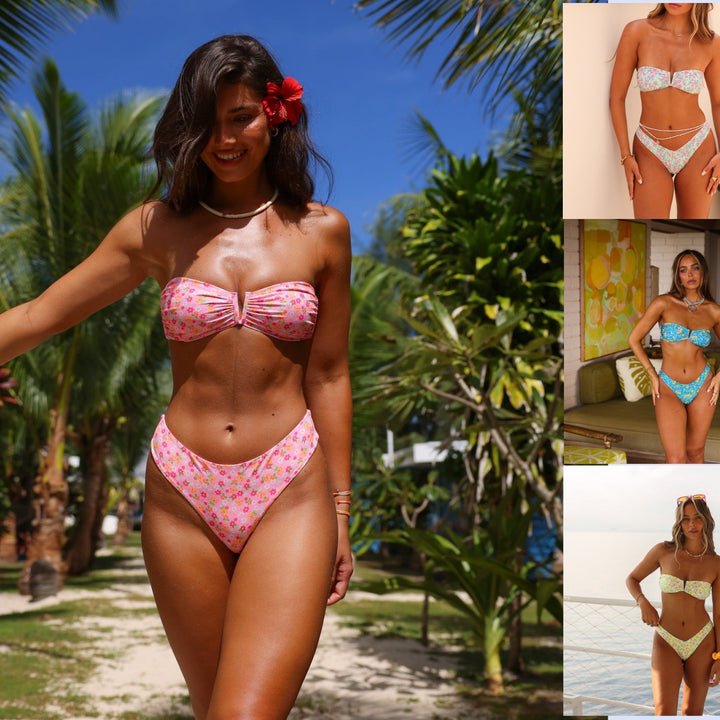 Damen Bandeau-Bikini mit floralem Design und elegantem Verschluss Echo Archiv