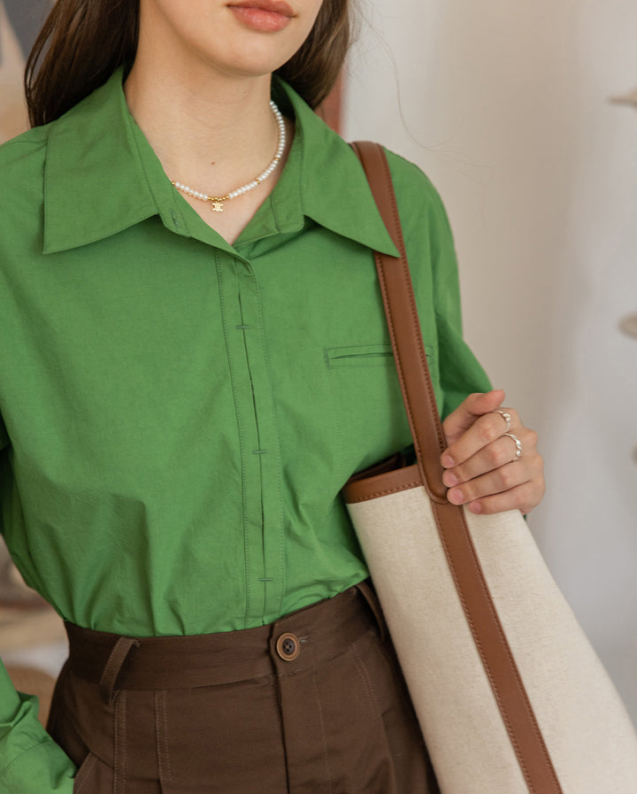 Damen Oversized Hemdbluse mit Brusttasche Echoarchiv
