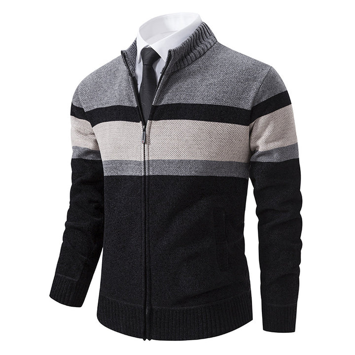 Herren Strickjacke mit strukturiertem Design und hochschließendem Kragen Echoarchiv