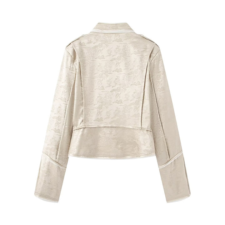 Damen Ornamentale Militärjacke aus Jacquard mit asymmetrischer Zierknopfleiste Echo Archiv