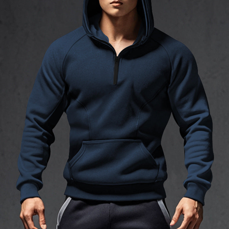 Herren sportlicher Kapuzenpullover mit leichtem Reißverschluss und bequemen Taschen Echoarchiv