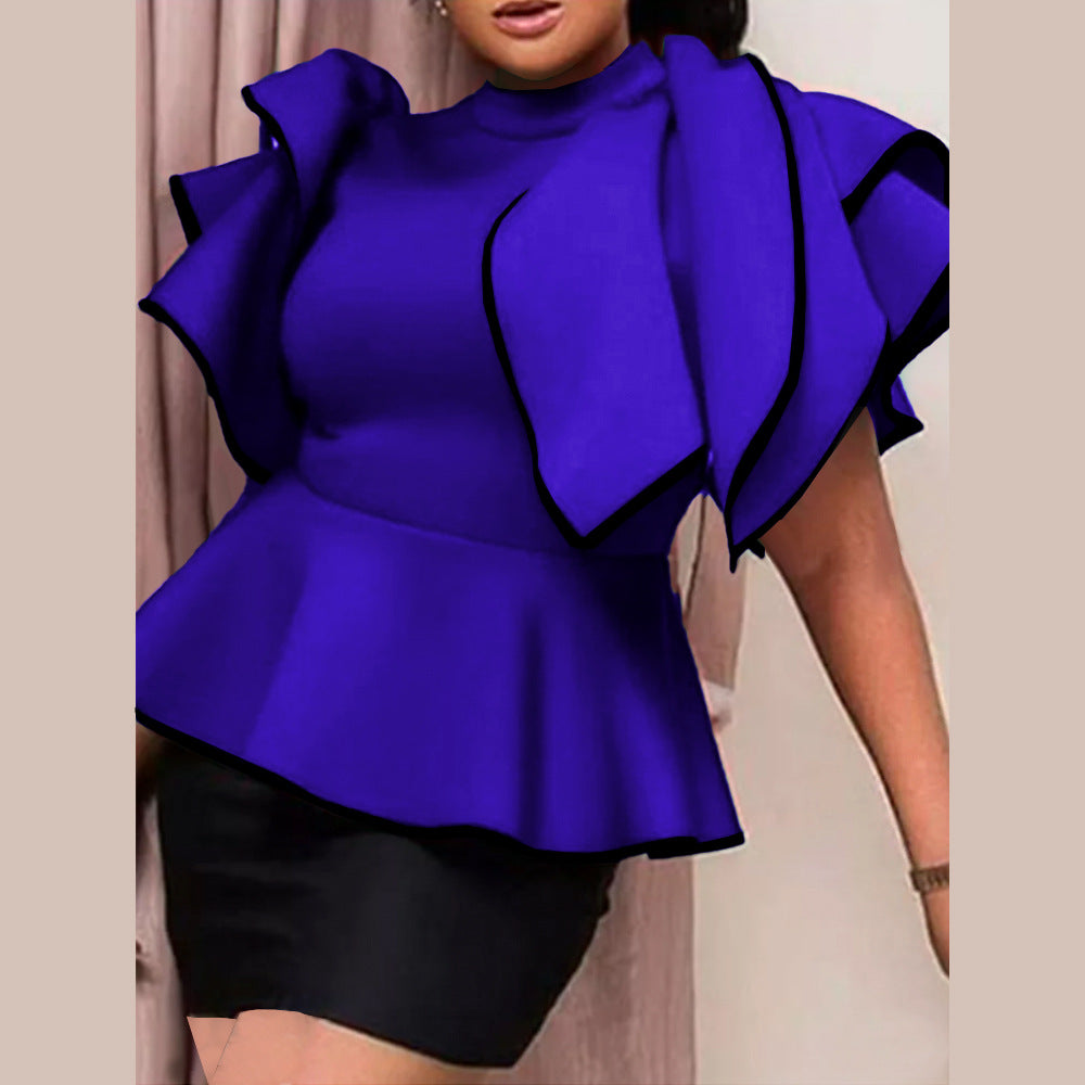 Damen Peplum-Top mit ausgefallenen Rüschen und asymmetrischem Schnitt Echo Archiv