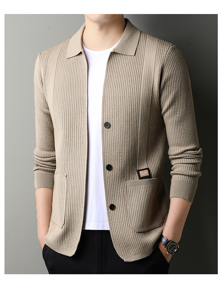Herren lässiger Strickcardigan mit strukturierter Oberfläche Echoarchiv