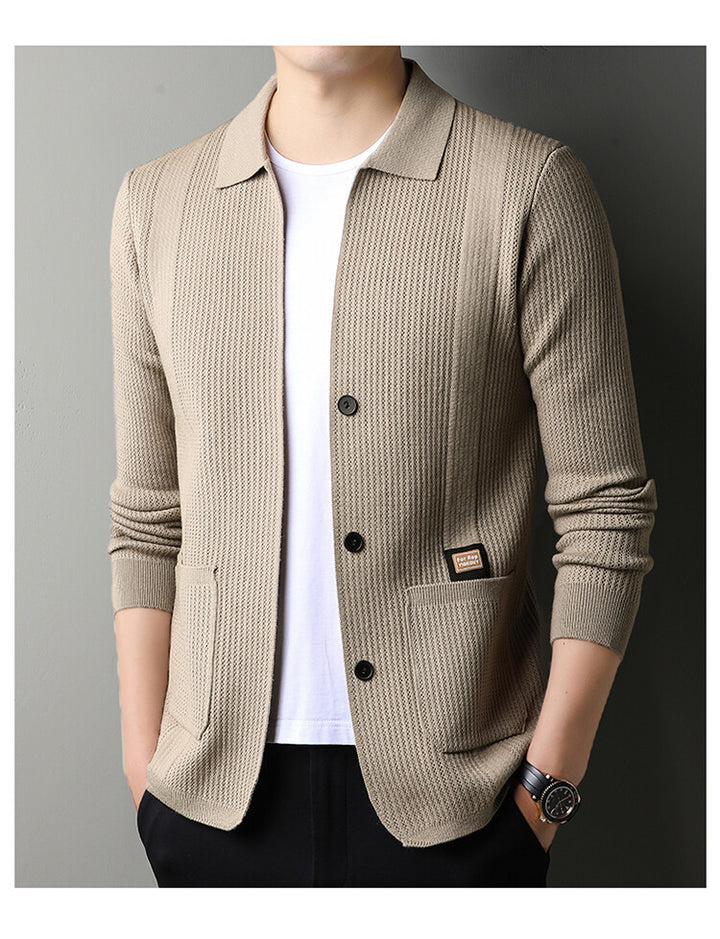Herren lässiger Strickcardigan mit strukturierter Oberfläche Echoarchiv