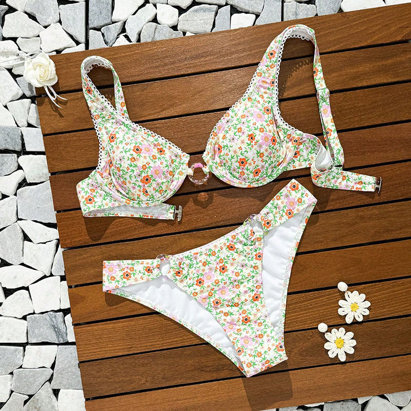 Damen Bikini-Set mit floralem Muster und verstellbaren Trägern Echo Archiv