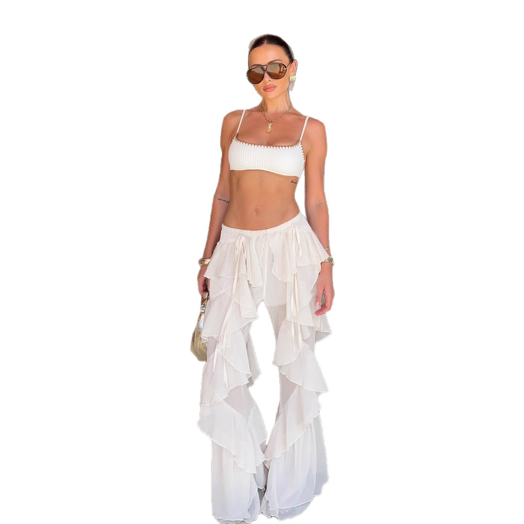 Damen Rüschenhose mit elastischem Bund und transparentem Design Echo Archiv