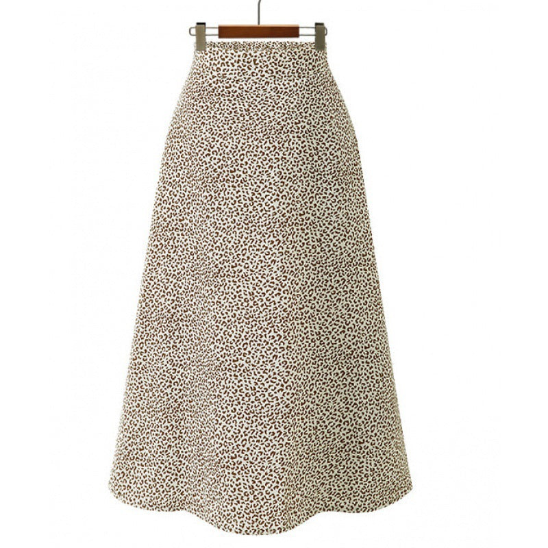 Damen hochtaillierter A-Linien Midirock aus Bouclé-Strick – Rosévia