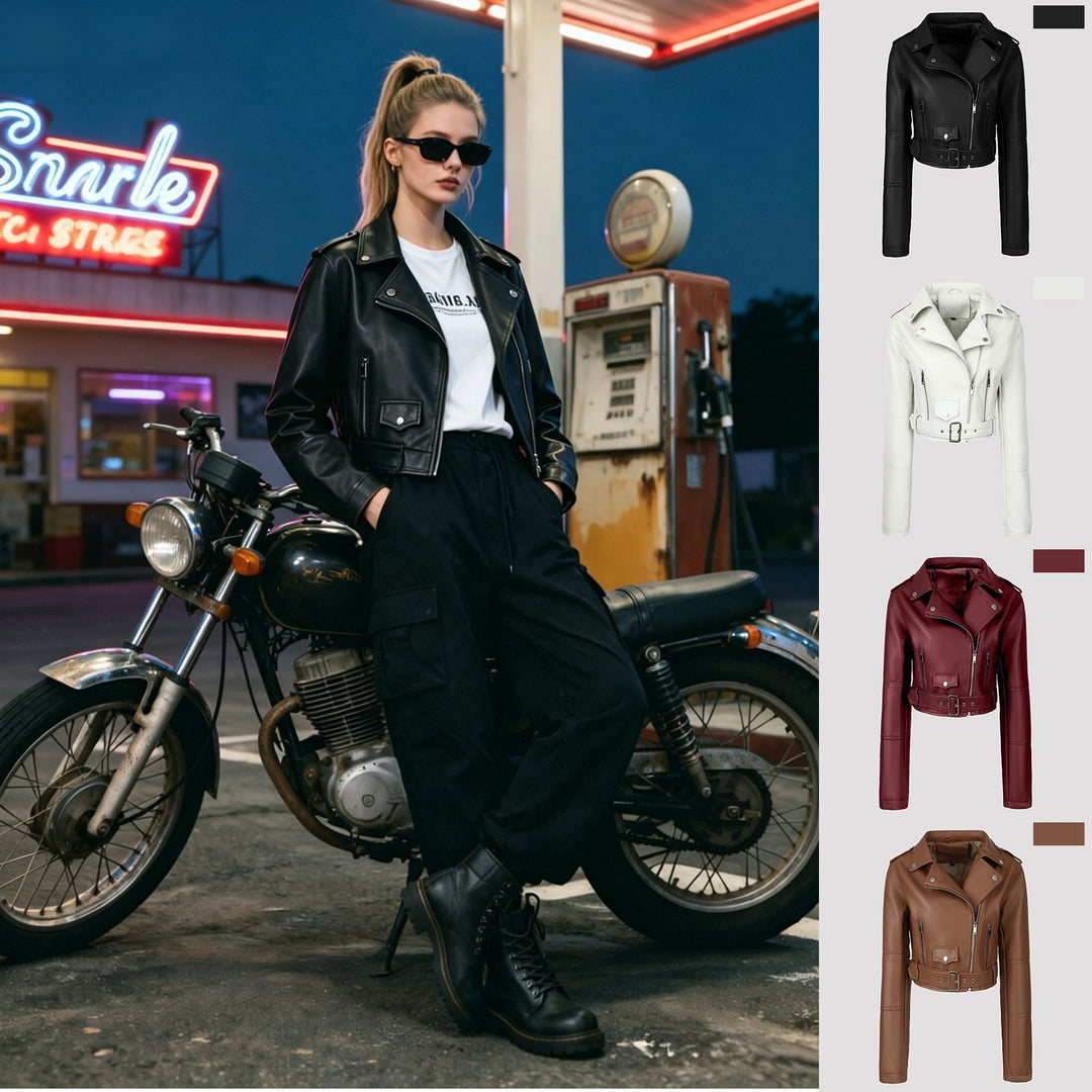 Damen Modische Kurz-Bikerjacke Echo Archiv