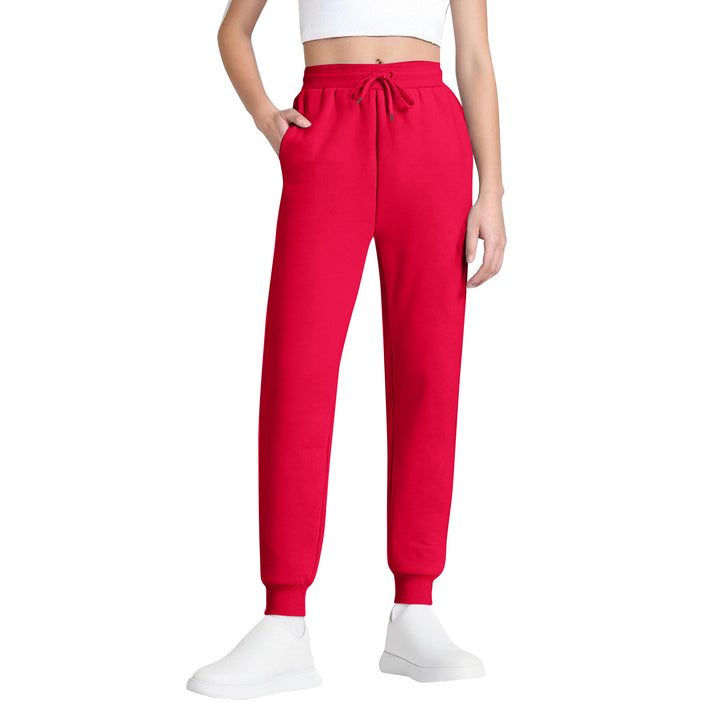 Damen schlanke hochgeschnittene Jogginghose mit Tunnelzug, Eingrifftaschen und Bündchen – Avélisse