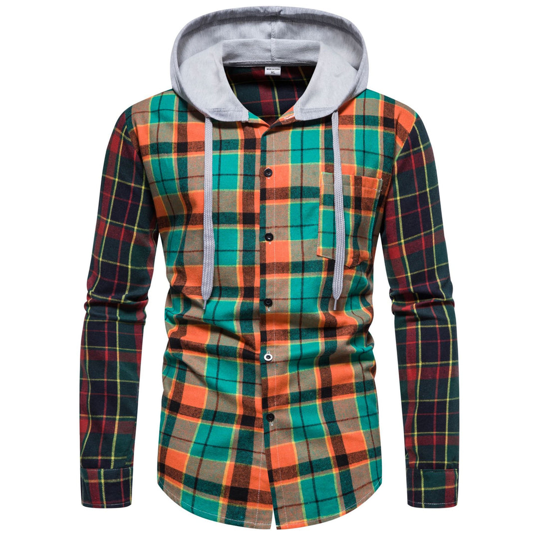Herren Flanellhemd mit Kapuze und kariertem Design Echoarchiv