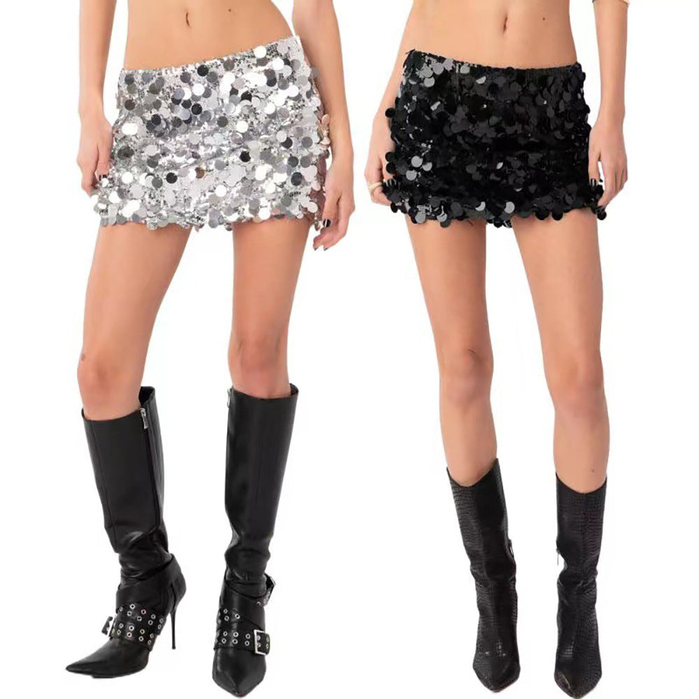 Damen Glitzernder Minirock mit Pailletten Echo Archiv