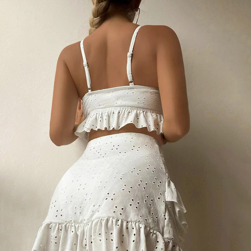 Damen Cropped Oberteil und Minirock Set Echo Archiv