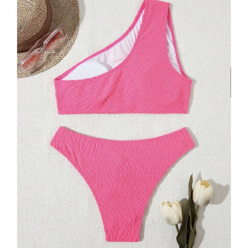 Damen Einseitiger Bikini im modernen Wellenmuster mit asymmetrischem Oberteil Echo Archiv