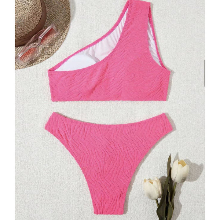 Damen Einseitiger Bikini im modernen Wellenmuster mit asymmetrischem Oberteil Echo Archiv