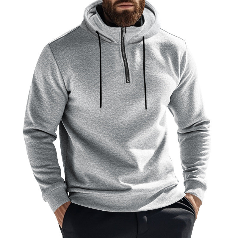 Herren sportlicher Hoodie mit halbem Reißverschluss und modernem Kapuzenaufbau Echoarchiv