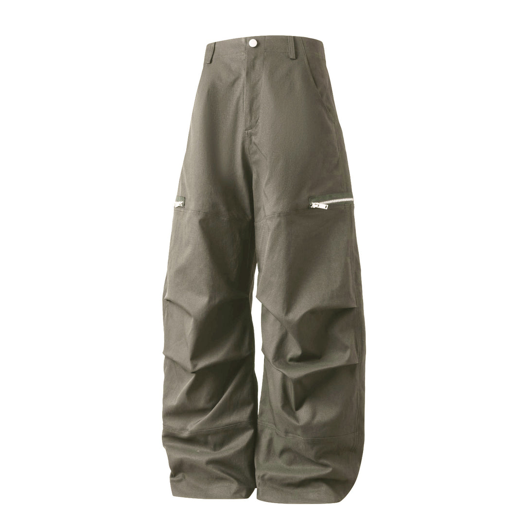 Damen Weite hochgeschnittene Cargopalazzo-Hose mit Reißverschlusstaschen und voluminösem Bein Echo Archiv